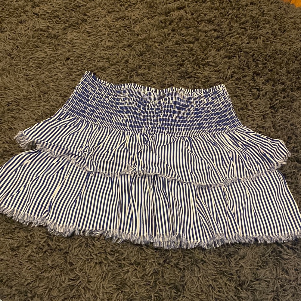 Aerie ruffle tiered striped elastic mini skirt size Large
